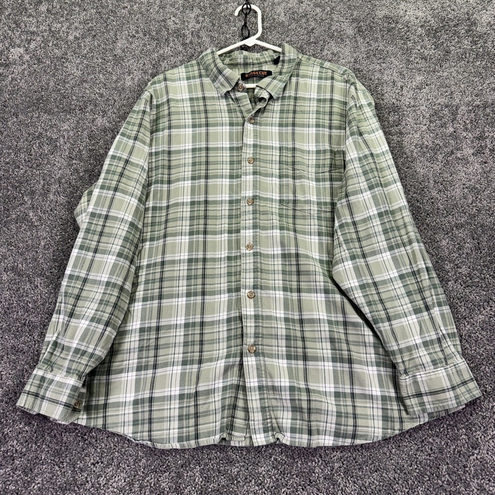 Ridgecut Shirt Mens 2XL Green Plaid Long Sleeve Button Up Workwear Outdoors
